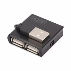Digitus Hub 4 ports USB 2.0 haut débit ®, USB 2.0, 480 Mbit/s, Noir, Chine, 40 mm, 39 mm