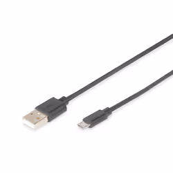 Digitus Câble de raccordement micro USB 2.0, 1 m, USB A, Micro-USB B, USB 2.0, Mâle/Mâle, Noir