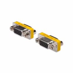 Digitus Mini gender changer / 15-pin, D-Sub, D-Sub, Acier inoxydable, Jaune