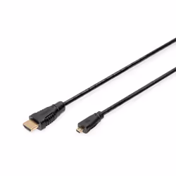 Digitus HDMI 1.4 1m, 1 m, HDMI Type D (Micro), HDMI Type A (Standard), 3840 x 2160 pixels, Compatibilité 3D, Noir