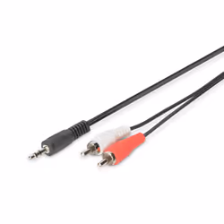 Digitus Câble audio adaptateur, stéréo 3,5 mm, 3,5mm, Mâle, 2 x RCA, Mâle, 1,5 m, Noir