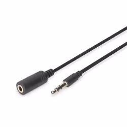 Digitus Câble rallonge audio, stéréo, 3,5mm, Mâle, 3,5mm, Femelle, 5 m, Noir