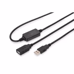 Digitus Câble de prolongement actif USB 2.0 de, 10 m, USB A, USB A, USB 2.0, 480 Mbit/s, Noir