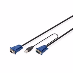 Digitus KVM cable USB for KVM consoles, 1,8 m, PS/2, PS/2, VGA, Noir, USB