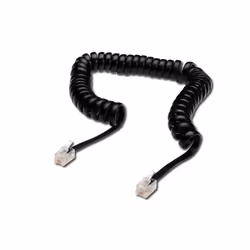 Digitus Câble de raccordement modulaire en spirale UAE, 4 m, RJ10, RJ10, Noir, Transparent, Noir, Chine
