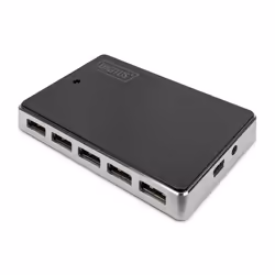 Digitus Concentrateur USB 2.0, 10 ports, USB 2.0, 480 Mbit/s, Noir, Argent, Chine, 5 V, 4 A