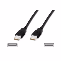 Digitus USB 2.0 A, 1m, 1 m, USB A, USB A, USB 2.0, Mâle/Mâle, Noir