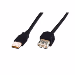 Digitus DK-300202-018-S, 1,8 m, USB A, USB A, USB 2.0, Mâle/Mâle, Noir