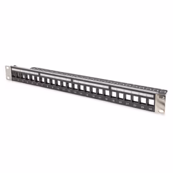 Digitus Panneau de connexion modulaire ® pour connecteur Keystone 1U montable en rack, déchargé, Cat5e, Cat6, Cat6a, Noir, Ac ...