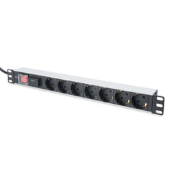 Digitus Bloc multiprise avec profilé en aluminium et interrupteur, prise électrique à contact de protection avec 7 sorties, câble d’alimentation de 2