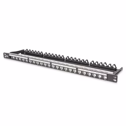 Digitus Panneau de brassage modulaire à haute densité, blindé, Cat6a, Noir, SPCC, Montage de rack, 0.5U, -20 - 70 °C