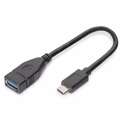 Digitus Câble adaptateur USB de Type-C, OTG, de Type-C vers A, 0,15 m, USB C, USB A, USB 3.2 Gen 1 (3.1 Gen 1), Mâle/Femelle, ...