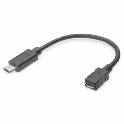 Digitus Câble adaptateur USB de Type-C™, Type-C™ vers Micro B, 0,15 m, USB C, Micro-USB B, Noir