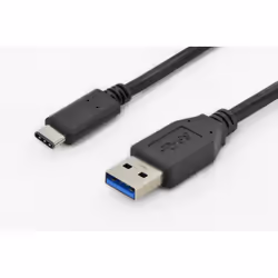 Digitus DK-300136-010-S, 1 m, USB C, USB A, USB 2.0, Mâle/Mâle, Noir