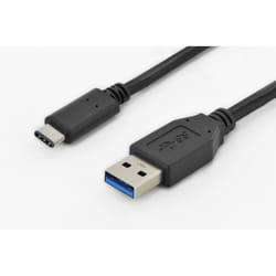 Digitus DK-300136-010-S câble USB 1 m USB 2.0 USB C USB A Noir