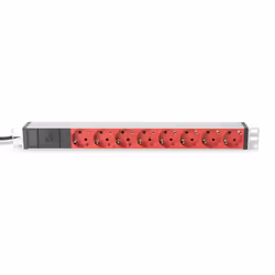 Digitus Bloc multiprise avec profilé en aluminium et préfusible, prise électrique à contact de protection à 8 sorties, connecteur IEC C14 pour câble d