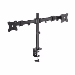 Digitus Support universel bi-écrans avec fixation par serrage, Pince, 8 kg, 38,1 cm (15"), 68,6 cm (27"), 100 x 100 mm, Noir