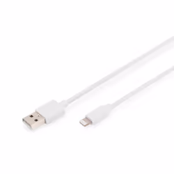 Digitus Câble de données/charge Lightning vers USB A, certifié MFI, 1 m, Lightning, USB A, Blanc, Droit, Droit
