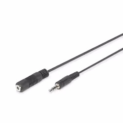 Digitus Câble rallonge audio, jack 3,5 mm, 3,5mm, Mâle, 3,5mm, Femelle, 1,5 m, Noir