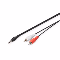 Digitus Câble audio adaptateur, stéréo 3,5 mm, 3,5mm, Mâle, 2 x RCA, Mâle, 2,5 m, Noir