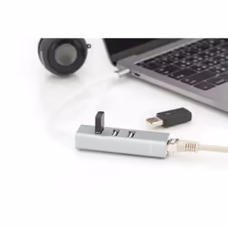 Digitus Concentrateur USB 2.0 3 ports et adaptateur LAN Fast Ethernet avec connecteur de Type-C™