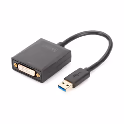 Digitus Adaptateur USB 3.0 vers DVI, 1920 x 1080 pixels, 1080p, Noir, Ampoule, 45 mm, 17 mm