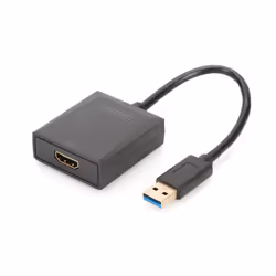 Digitus Adaptateur USB 3.0 vers HDMI, 1920 x 1080 pixels, 1080p, Noir, Ampoule, 220 mm, 160 mm