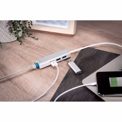 Digitus Hub USB 3.0 3 ports et adaptateur Gigabit LAN