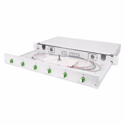 Digitus Boîte d'épissure pour fibres optiques, équipée, 6x LC-APC DX, OS2, Panneau de gestion de câbles, Gris clair, Polymère ...