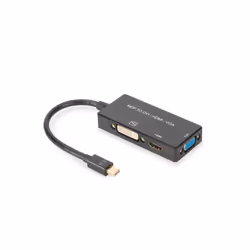 Digitus Adaptateur Mini DisplayPort 3 en 1, 0,2 m, Mini DisplayPort, DVI-D, Mâle, Femelle, Or