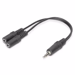 Digitus Audio Headset Adapter / Converter, 3.5 mm stereo (4-Pin), 3,5mm, Mâle, 2 x 3.5mm, Femelle, 0,2 m, Noir