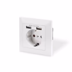 Digitus Prise de courant avec 2 ports USB, 2x USB, Blanc, 250 V, 50 Hz, 5 V, 2,1 A