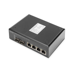 Digitus Commutateur PoE réseau Gigabit Ethernet 4 ports, industriel, non administrable, 2 SFP en liaison montante