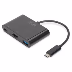Digitus Adaptateur multi-ports USB Type-C™ HDMI, 3 ports, USB 3.2 Gen 1 (3.1 Gen 1) Type-C, Noir, HDMI, USB 3.2 Gen 1 (3.1 Ge ...