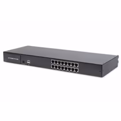 Digitus Commutateur clavier-vidéo-souris Cat.5 modulaire, 16 ports, Ethernet/LAN, Grille de montage, 1U, Noir