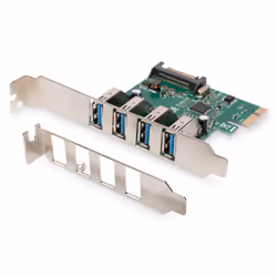 Digitus Carte PCI Express 4 ports USB 3.0 ®, Interne, Avec fil, PCI Express, USB, 5000 Mbit/s