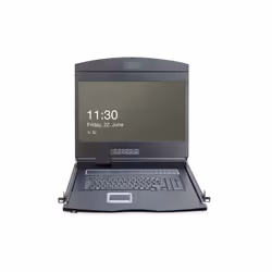 Digitus Console modulaire avec écran TFT de 19 po (48,3 cm), 8 ports clavier-vidéo-souris et pavé tactile, clavier allemand