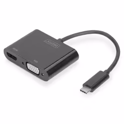 Digitus Adaptateur USB Type-C™ vers HDMI + VGA, 0,11 m, USB Type-C, HDMI + VGA (D-Sub), Mâle, Femelle, Droit