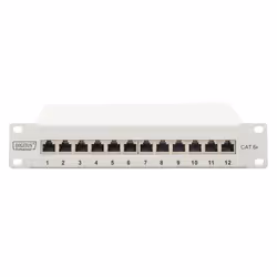 Digitus Panneau de brassage Cat. 6a, blindé, 12 ports, 1U, 10", gris
