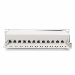 Digitus Panneau de brassage Cat. 6a, blindé, 12 ports, 1U, 10", gris