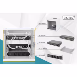 Digitus Pack réseau de 254 mm (10"), Rack monté sur le mur, 30 kg, Verrouillage des touches, Gris