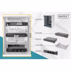 Digitus Pack réseau de 254 mm (10"), Rack monté sur le mur, 30 kg, Verrouillage des touches, Gris