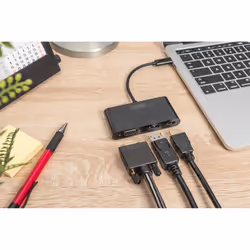 Digitus Adaptateur multi-ports USB Type-C™ à 3 ports (HDMI, DP, VGA)
