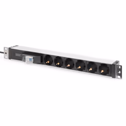 Digitus Bloc multiprise avec profilé en aluminium, prise électrique à contacts de protection avec 6 sorties et disjoncteur, B ...