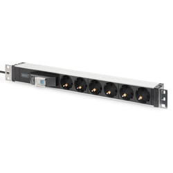 Digitus Bloc multiprise avec profilé en aluminium, prise électrique à contacts de protection avec 6 sorties et disjoncteur