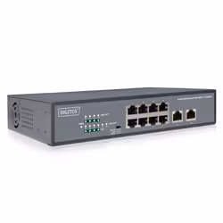 Digitus 8 Port Fast Ethernet PoE Switch, 19 Inch, Unmanaged, 2 Uplinks, Non-géré, Fast Ethernet (10/100), Full duplex, Connex ...