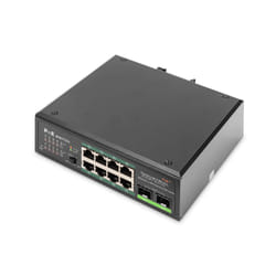 Digitus Commutateur industriel Gigabit PoE+ 8 ports avec 2 ports de liaison montante SFP
