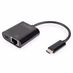 Digitus Adaptateur Ethernet Gigabit USB Type-C™ avec prise en charge de Power Delivery, Noir, Chine, 0 - 45 °C, 41 mm, 41 mm, ...