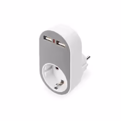 Digitus Chargeur enfichable USB universel avec 2 prises USB-A et prise intégrée, Intérieure, Secteur, IP20, Gris, Blanc