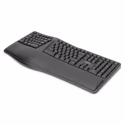 Digitus Clavier ergonomique, sans fil, 2,4 GHz, Taille réelle (100 %), RF sans fil, Clavier à membrane, QWERTZ, Noir